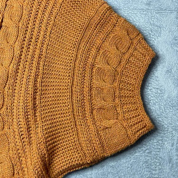 Berretti Made in Italy Alpaca Wool Cable Knit Cardigan | Rust Orange XL - Picture 10 of 16